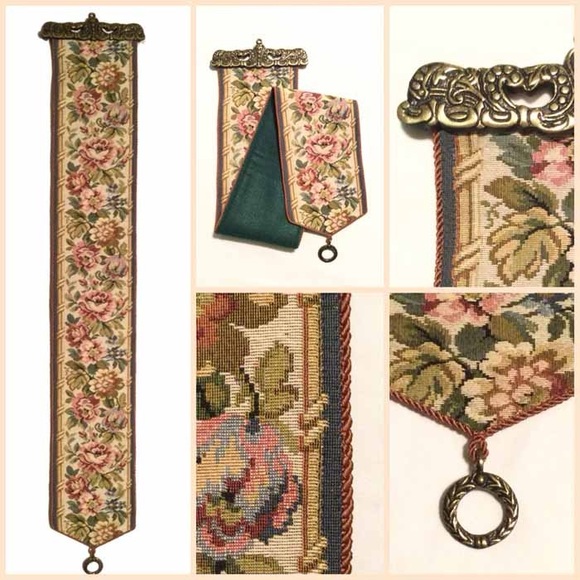 Bell Pull - Rose/Blue Tapestry Fabric - Picture 2 of 8